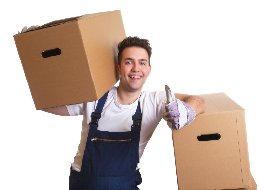 Erfahrener Mitarbeiter trägt Umzugsgut bei einer Nachlassräumung in Erkelenz.